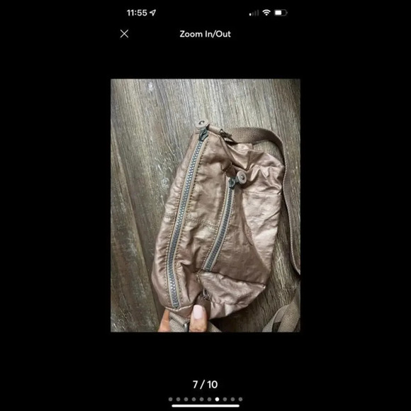 Kipling Reth Crossbody Purse Shoulder Bag Metallic Pink Adjustable Shimmer - Picture 7 of 10